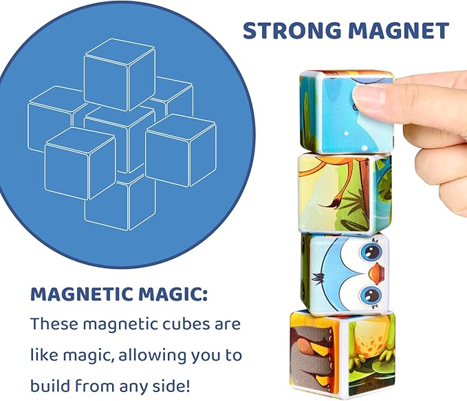 Magnetic Blocks for Toddlers, 1.65 inch Large Building Blocks Tiles, Funny Simle Fruits Puzzle Game, Sensory Montessori STEM Travel Toys for Boys and Girls Ages 3-5 4-8