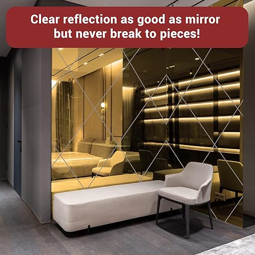 Enoin 2pcs 8 x 12 Inch Gold Acrylic Sheet - Cut to Size Plexiglass Sheets 1/8 inch Thick, Small Wall Mirrors for Wall Decor DIY Craft Acrylic Sign