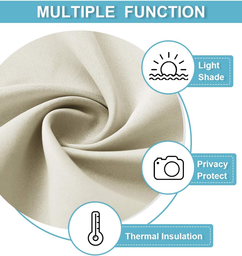 RYB HOME Small Curtains for Door Windows - Blackout Thermal Insulating Drapes for Home Theatre Bathroom Basement Cafe RV Camper Windows Blinds, Wide 34 x Long 30, Beige, 1 Pair