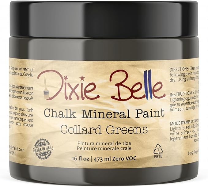 Dixie Belle Paint Company Chalk Finish Furniture Paint - Collard Greens (16oz) - Matte Deep Green Chic Chalk Mineral DIY Furniture Paint