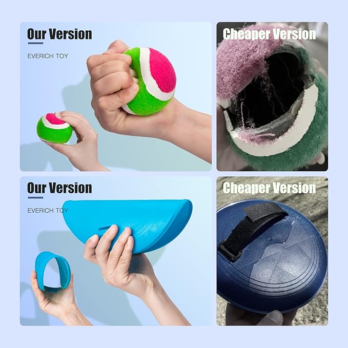 EVERICH Upgraded Toss and Catch Ball Game Set - Indoor and Outdoor Games for Kids 3-12, Beach Sand Pool Water Toy Includes 2 Paddles 2 Sticky Balls, Great Birthday Easter Gifts for Boys Girls
