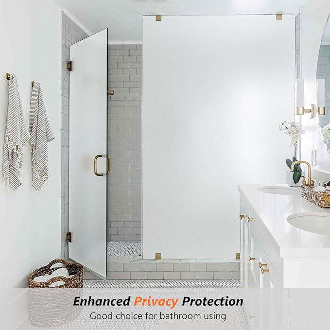 Kromapolis Window Privacy Film Frosted Glass Window Film, Heat Blocking Privacy Film for Glass Windows, Static Cling Non-Adhesive Frosting Window Stickers for Door Home (Frosted, 35.4 x 78.7 inch)