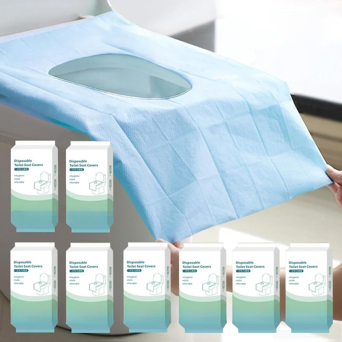 80 Pack Toilet Seat Covers Disposable 16x24 Inch XL Portable Toilet Liners Travel Seat Cover for Outdoors,Hotel, Hospital, Travel, Public Toilet Seat Cover (80pack, BLUE)