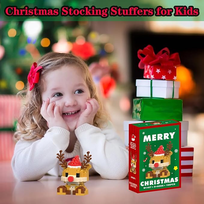 Christmas Reindeer Building Blocks Set Compatible with Lego Advent Calendar 2025 Stacking New Toys Holiday Present Box New Year Xmas Gifts for Kids for Boys & Girls and Adults