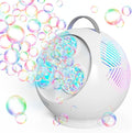 Bubble Machine Automatic Bubble Blower for Kids Toddlers Rechargeable Portable Spherical LED Bubble Maker Electric Auto Rotating 45°/360° Outdoor Toy Birthday Party Wedding (Spherical White)