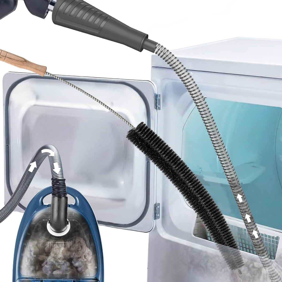 Sealegend Dryer Vent Cleaner Kit Dryer Lint Vacuum Attachment Lint Remover, Dryer Vent Vacuum Hose With Brush, Black