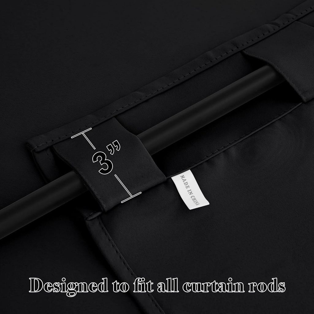 RYB HOME Small Window Curtains - Blackout Insualting Privacy Curtains for Kids Bedroom Kitchen Bathroom Basement Cafe Cabinet Tiers Drapes, 34 Width x 30 Length, 2 Panels, Black