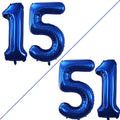 GOER Number 15 Balloons for 15th Birthday Sweet 15 Party Decorations,42 Inch Jumbo Foil Helium 51 Balloons for 51st Birthday Party Decoration (Blue)