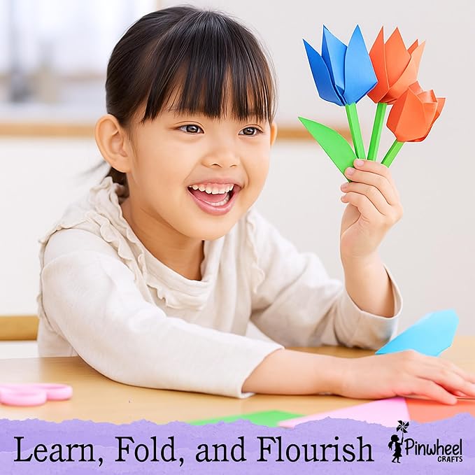 Pinwheel Crafts Origami Papers Kit - Multicolor Flower Origami Kit for Kids,Teens and Adults Ages 6 7 8 9 10 11 12+, Arts and Paper Crafts for Kids 550 Pcs - Fun Foldable Gift