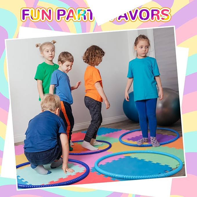 Sratte 8 Pcs Color Hoop Detachable Adjustable Hoop Exercise Ring Plastic Toys for Teens Games Gymnastics Dog Agility Equipment Party Decor, 4 Colors