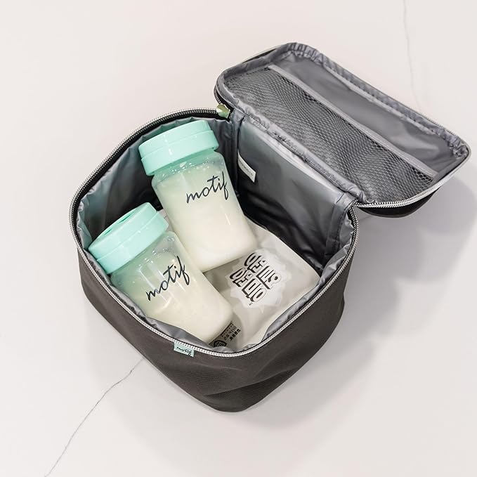 Motif Luna Double Electric Breast Pump Bundle with Luna Cooler Set and Milk Storage Bags, 6 oz - 100 Count - Milk Freezer Bag with Easy Pour Spout