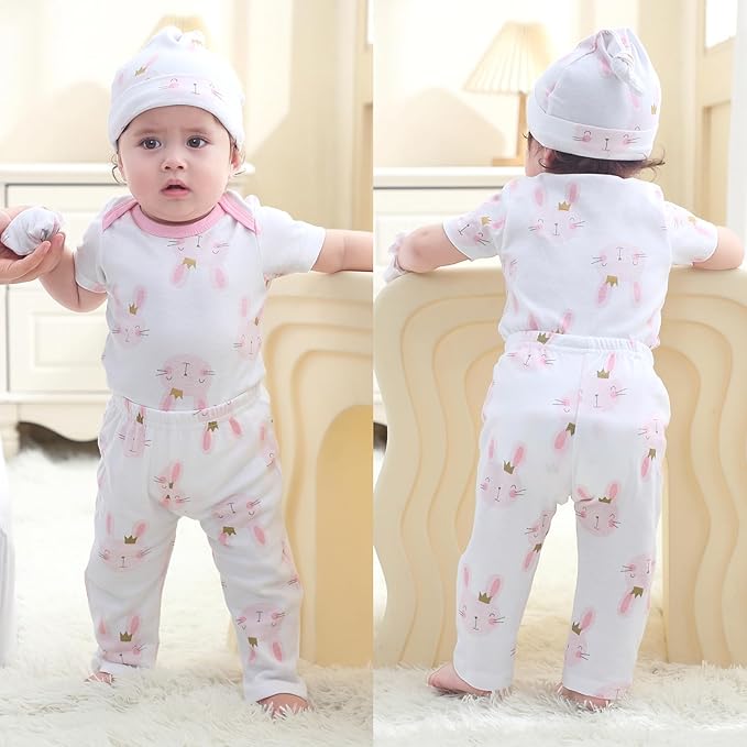 Baby Bodysuit and Pant Set 10-pcs Cotton Soft Newborn Boy Girl Clothes Outfits