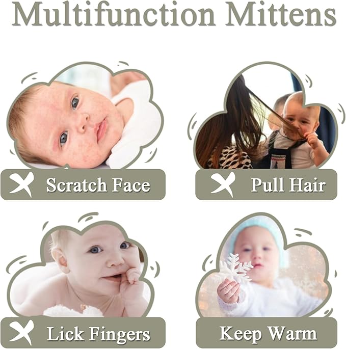 Zsedrut No Scratch Baby Mittens Toddler Infant Fleece Lined Gloves Winter Warm Mitten for Baby Boys Girls