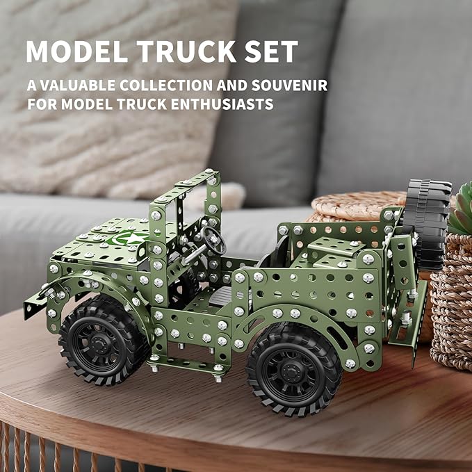 Lucky Doug STEM Building Projects Model Truck Set - Building Toys for Kids Ages 8-12, Assembly Science Army Toys for Boys 8 9 10 11 Years Old