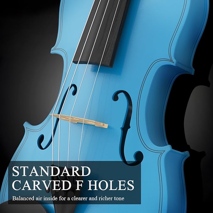 Beginner Violin 4/4, Full Size Violin for Adults, Teens, Student, Acoustic Fiddle Kit with Hard Case, Bow, Rosin, Bridge, Learners Age 12+ (Sky Blue)