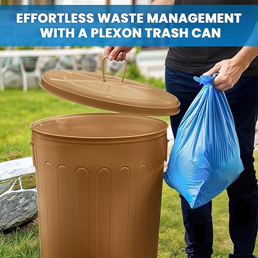 Plexon Large Metal Trash Can with Lid 20 Gallon, Decorative Outdoor Trash Can Heavy Duty Galvanized Metal Bucket with Lid for Garage Workshop Ash Storage Farmhouse, Copper 6 Pack