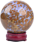 JIC Gem Natural Large Healing Crystal Sphere Ball Yellow Agate Crystal Decorative Ball with Display Stand Chakra Meditation Fengshui (100-110mm)