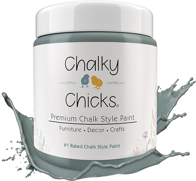 Chalky Chicks All-in-One Chalk Paint for Furniture or Cabinet - 16 Fl Oz - Matte Finish Sea Glass (Light Blue) for Metal, Wood Furniture Paint - No Sanding All-in-One for Home Decor & Crafts, USA Made