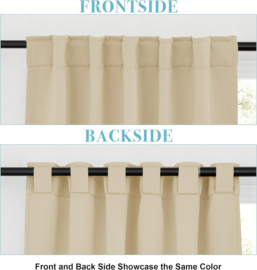 RYB HOME Blackout Curtains 80 inches Long Thermal Insulating Large Window Curtains for Living Room Sliding Glass Door Dining Home Office Backdrop, Biscotti Beige, W 42 x L 80 per Panel, 2 Panels