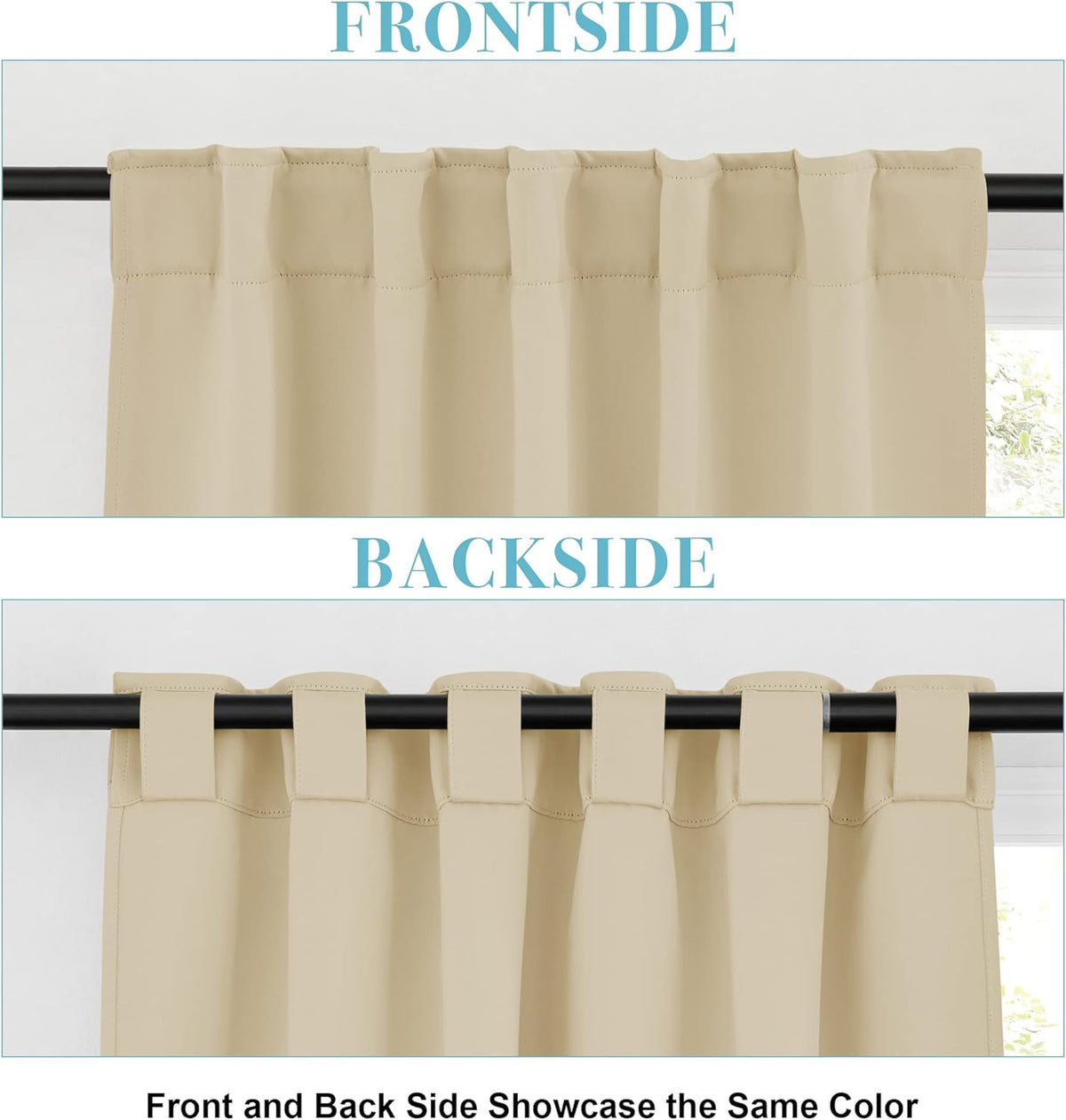 RYB HOME Blackout Curtains 80 inches Long Thermal Insulating Large Window Curtains for Living Room Sliding Glass Door Dining Home Office Backdrop, Biscotti Beige, W 42 x L 80 per Panel, 2 Panels