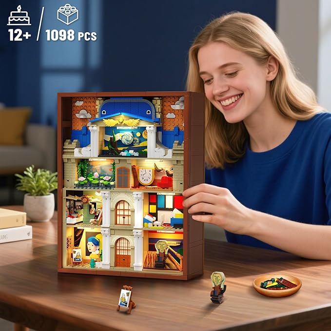 Artworks Painting Frame Building Set with Lights, Artistic Painting Building Brick for Home Office Decor, Collectible Art Building Block Kit for Adults Boys Girls Ages 12+ (Not Wall-Mountable)