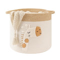 Large Blanket Baskets for Living Room Decor, Toy Storage Baskets Woven Cotton Rope Storage Basket for Kids, Dog Toys Organizer Clothes Hamper with Embroidery Decor for NurseryLaundry (Large, Giraffe)
