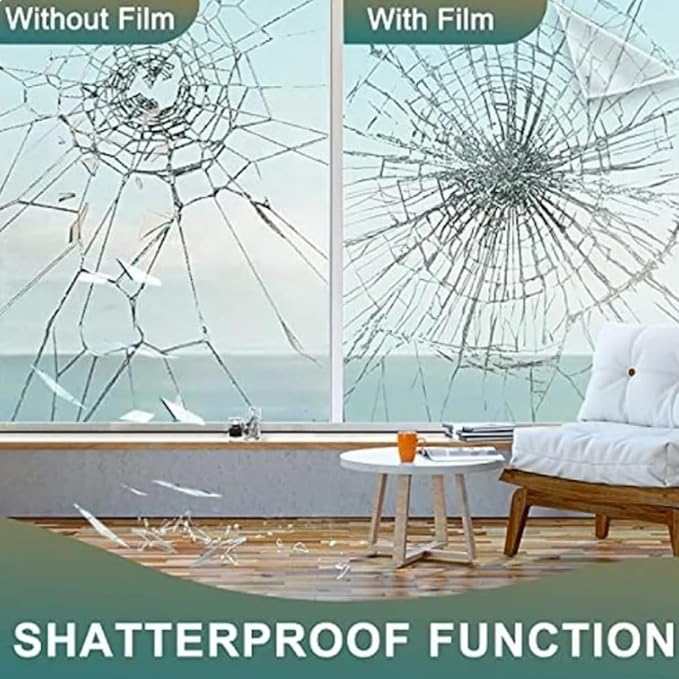 UV 99% Security and Safety 4 Mil Clear Window Film Shatterproof Anti Shatter Tempered Glass Film for Home and Office Windows (Clear, 36 in x 100 FT)