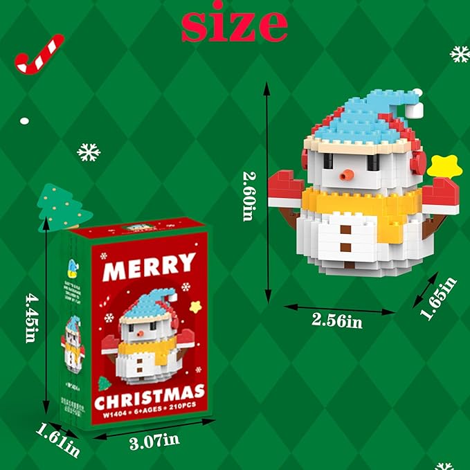Christmas Blue Snowman Building Blocks Set Compatible with Lego Advent Calendar 2025 Stacking New Toys Holiday Present Box New Year Xmas Gifts for Kids for Boys & Girls and Adults