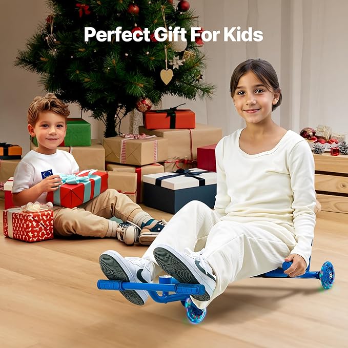 VEVOR Ride on Scooter, Load Capacity of 198 lbs, Swing Side-to-Side for Amazing Ride Powered by Zig-Zag Motion, Ride on Drifting Toy for Ages 10+, Rides on Any Hard Surface for Indoor & Outdoor, Blue