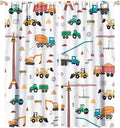 Construction Window Curtains, Kids Cartoon Construction Machines Building Hand Drawn Doodle Rod Pocket Decorative Windows Curtain for Children Teens Room Decor 42x45in (30% Blackout)