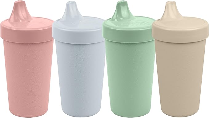 Re-Play Sippy Cups for Toddlers - 10 Oz. Reusable Spill Proof Cups for Kids, Dishwasher/Microwave Safe - Made in USA - Set of 4 - Desert Sands