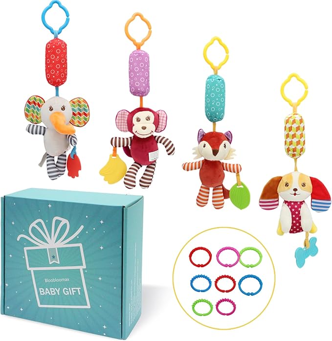 BLOOBLOOMAX Sock rattles for Babies 0-24 Months Baby Animal Foot Finder Educational Toys