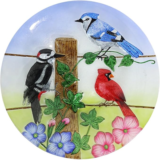 Briarwood Lane Country Birds Glass Birdbath