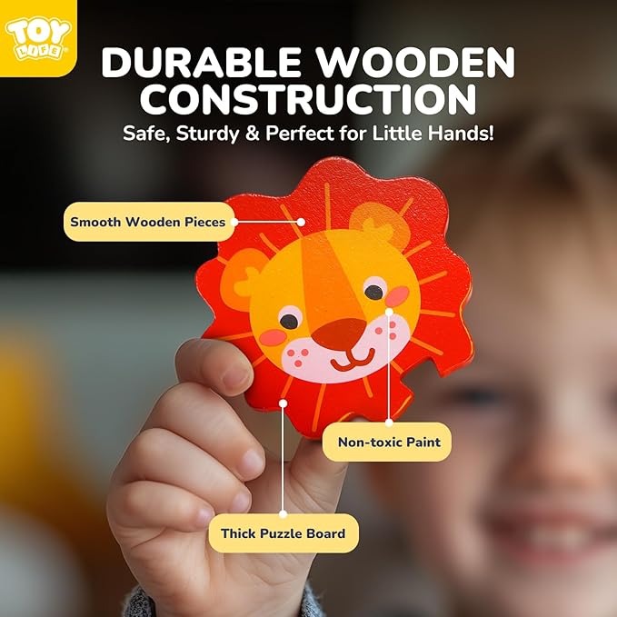 TOY Life Wooden Puzzles for Toddlers 2-4, Toddler Montessori Toys for 1 2 3 Year Old Boys Girls, Animals Wood Jigsaw Puzzles, Educational Learning Toy Kids Puzzle, Best Gifts for Baby Age 1-3 2-4