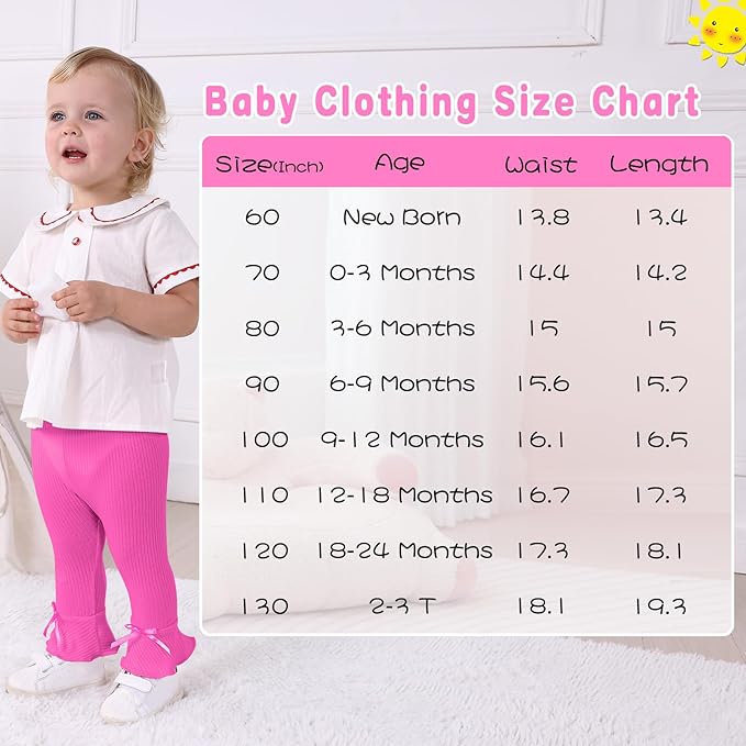 Newborn Toddler Baby Girl Pants Leggings Ribbed Straight Flare Infant Girl Pants Leggings Bell Bottoms 5 Packs