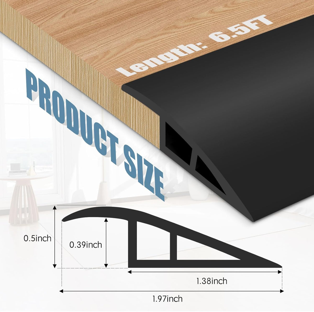 Floor Transition Strip Door Threshold 79" Floor Transition Reducer Trim on The Edges Threshold Strip Self Adhesive Suitable for Doorways, Tiles, Carpet