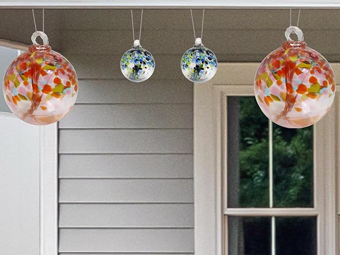 Dale Tiffany Hand Blown Glass, 4" Diameter Blush, Tree of Life Collection, Witch Globe Hanging Garden Indoor/Outdoor Decorative Ornament Gazing Ball