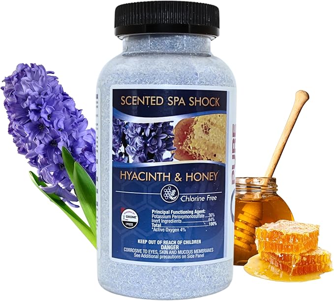Hyacinth Honey Aromatherapy Spa Shock for Hot Tubs & Spas | Non-Chlorine Oxidizing Hot Tub Shock Treatment | Compatible with Bromine Tablets & Chlorine | Neutralizes Odors & Clarifies Water (2 lbs)