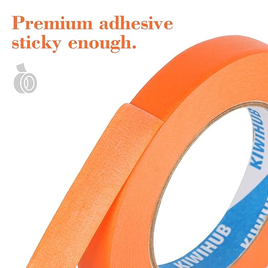 Orange Painters Tape,1 inch x 60 Yards x 5 Rolls (300 Yards Total) - Medium Adhesive Masking Tape for Painting,Labeling,DIY Crafting,Decoration and School Projects