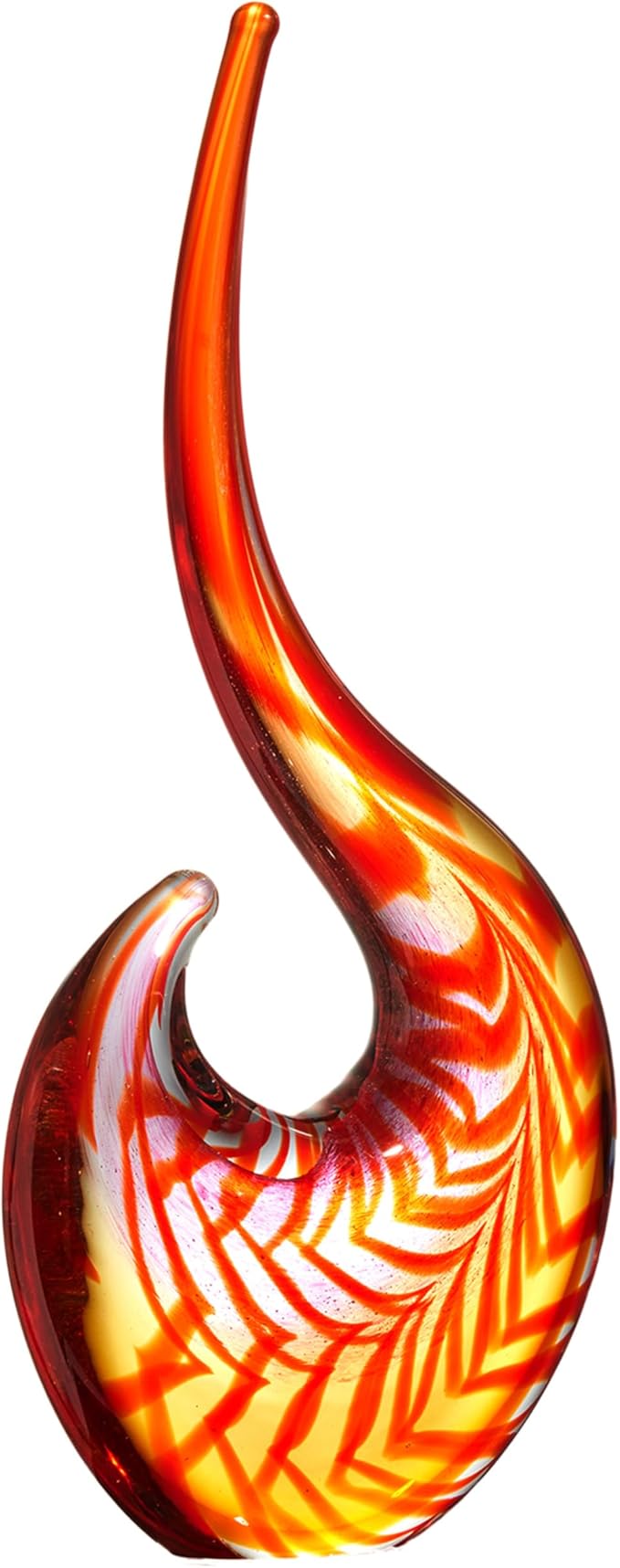 Luxury Lane Hand Blown Abstract Sun Conure Sommerso Art Glass Sculpture for Home Decor 15 inch Tall Centerpiece Table Decoration