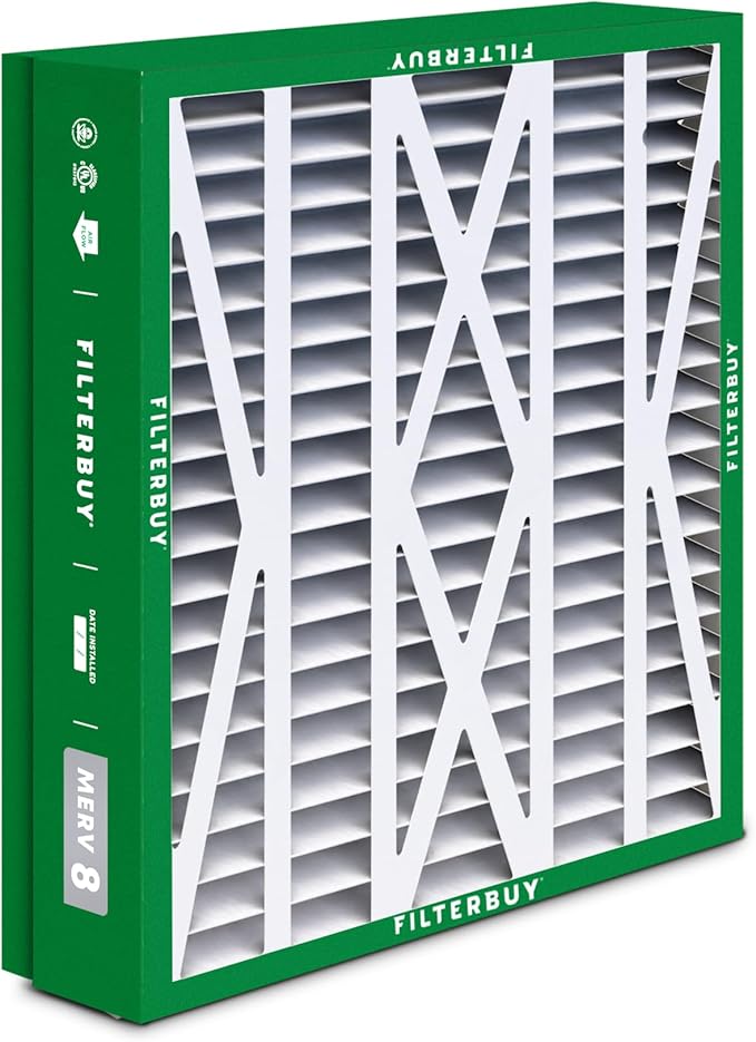 Filterbuy 21x21.5x5 Air Filter MERV 8 Essential Dust & Allergy Defense (2-Pack), Pleated HVAC AC Furnace Filters for Trane Perfect Fit & American Standard (Actual Size: 20.00 x 21.09 x 4.97)