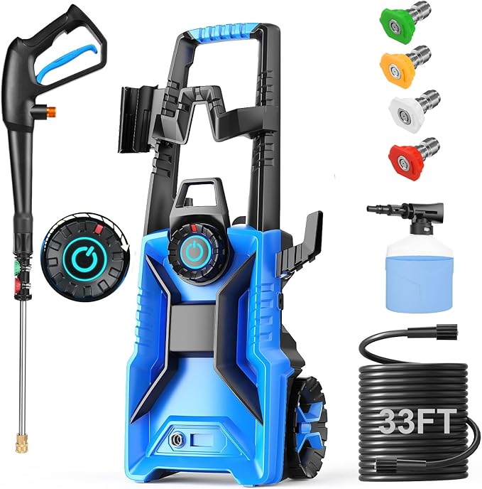 5000PSI Pressure Cleaner 4.0 GPM Adjustable Pressure,4.0 GPM Power Cleaner with Foam Cannon,4 Nozzles,33FT Hose and 500ml Soap Bottle for Home/Cars/Driveways/Patios/Fences