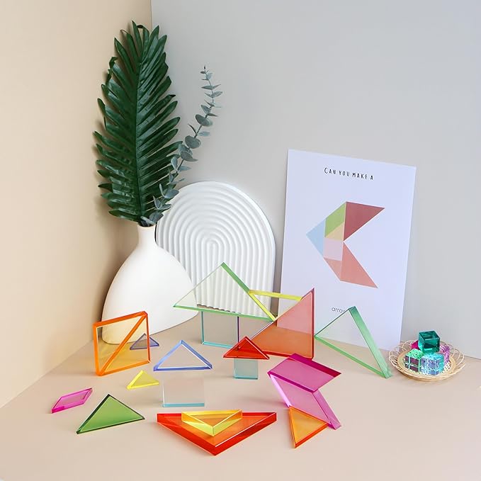 Light Experiment Loose Parts Learning Kit, Light Table Transparent Materials, STEAM Activitis for Kids 3+, Montessori & Reggio Inspired Kindergarten Preschool Classoom Accessary (Mini Size)