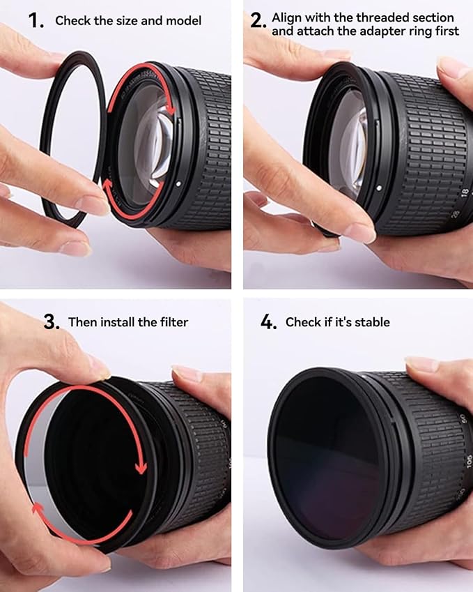 82-86mm Metal Step-Up/Down Ring Adapter Compatible with Mirrorless Cameras DSLR Lens, UV CPL ND Filter Thread Converter, Black