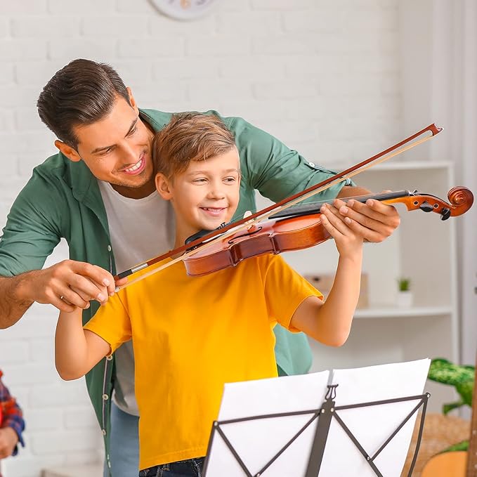 Vangoa 1/2 Violin Set for Beginners Kids Student Fiddle Half Size Acoustic Violin Outfit with Starter Kit for Children Teens, Natural