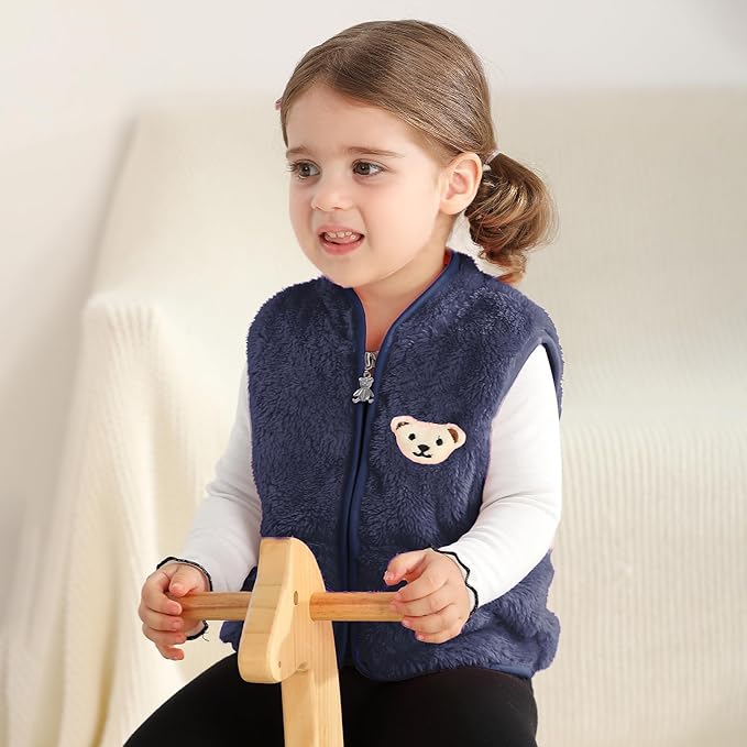 Baby Boys Girls Fleece Vest Zip Up Cute Bear Jackets Fuzzy Fall Winter Warm Clothes Newborn Outwear for Toddler Infant