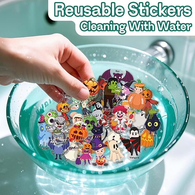 Halloween Reusable Sticker Books for Toddlers 3+, Halloween Stickers for Kids, Sticker Book for Toddlers 3+ Years, Halloweens Gifts for Kids Girls Boys