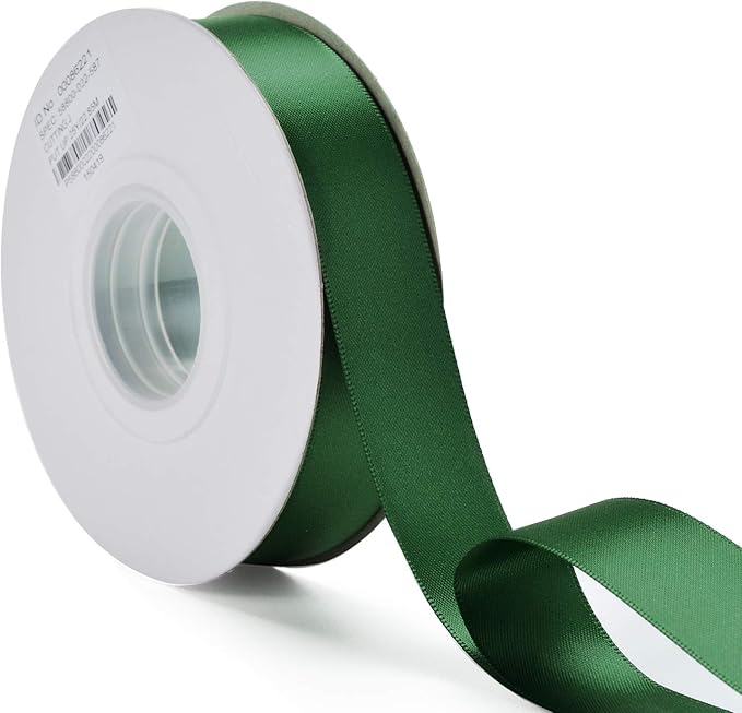 YAMA Green Double Face Satin Ribbon 7/8 Inch 25 Yards Dark Green Ribbon for Gift Wrapping Crafts Wreaths Hair Wedding Bridal Flower Bouquets Arrangement