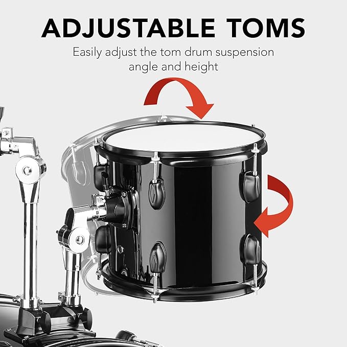Best Choice Products 5-Piece Full Size Complete Adult Drum Set w/Cymbal Stands, Stool, Drum Pedal, Sticks, Floor Tom - Black