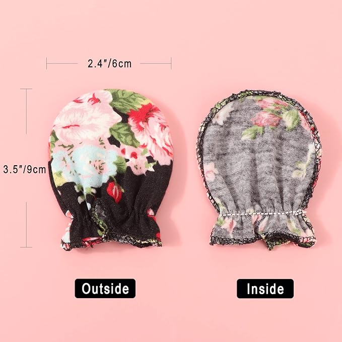 BQUBO Newborn Infant Toddler Mittens No Scratch Cotton Elastic Wrist Gloves Hypoallergenic for 0-6 Months Baby Boys Girls
